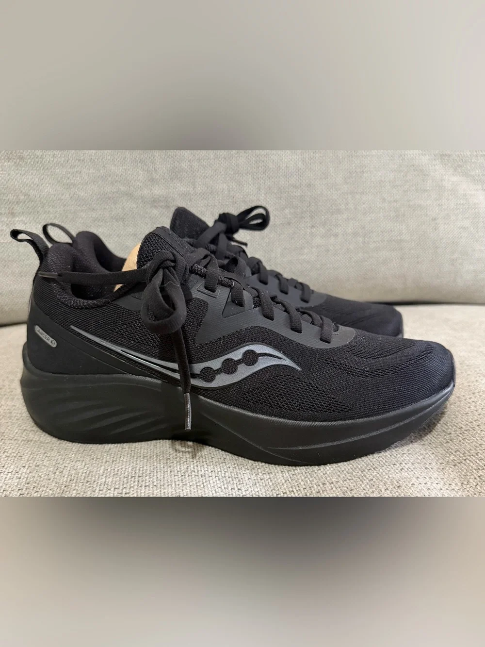 Saucony Black Athletic Running Sneakers with Subtle Gray Logo